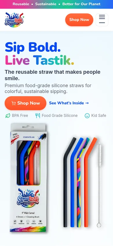 The live strawtastik.com homepage on a phone